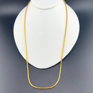 Vintage 80s 90s 14k Gold plated Unique Chain Necklace 22" - 14kgp